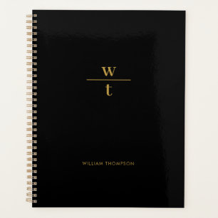 Agenda Monograma moderno elegante oro negro