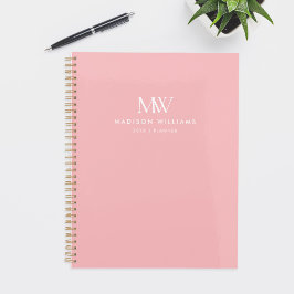 Agenda Monograma moderno elegante simple rosa