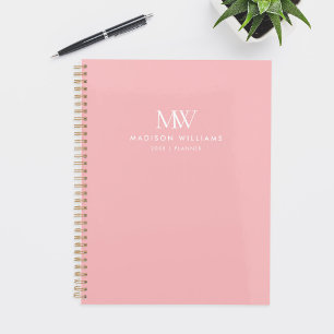 Agenda Monograma moderno elegante simple rosa