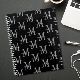 Agenda Monograma moderno minimalista negro blanco