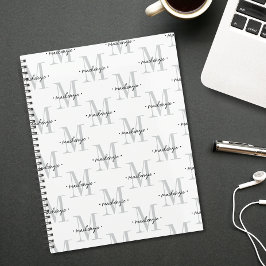 Agenda Monograma moderno minimalista negro blanco