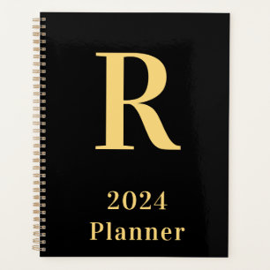 Agenda Monograma moderno mínimo Oro negro 2024
