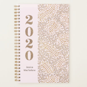 Agenda Monograma moderno Rubor Confetti de oro rosa 2020