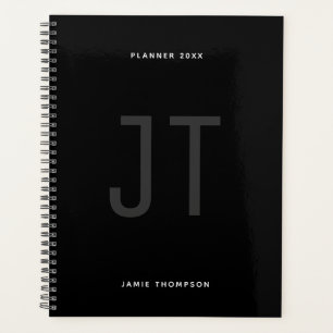 Agenda Monograma moderno simple Minimalista negro
