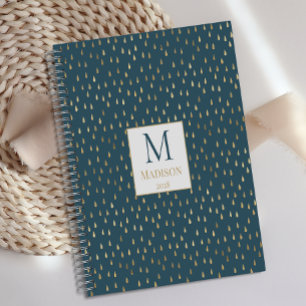 Agenda Monograma moderno y elegante de gota de lluvia dor