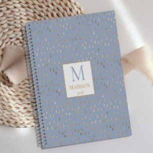 Agenda Monograma moderno y elegante de gota de lluvia en