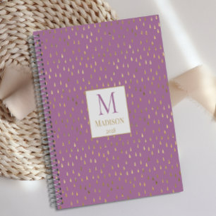 Agenda Monograma moderno y elegante de gotas de lluvia en