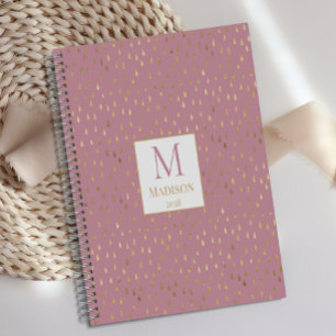 Agenda Monograma moderno y trendy de gotas de lluvia en o