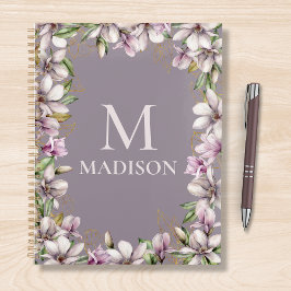 Agenda Monograma Monogramado Magnolia Floral Personalizad