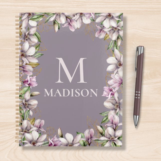 Agenda Monograma Monogramado Magnolia Floral Personalizad (Subido por el creador)