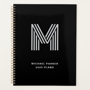 Agenda Monograma negrita moderno   Negro y gris
