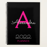 Agenda Monograma negro caliente 2022 Elegante<br><div class="desc">2022 Nombre de monograma rosa caliente y negro y Planificador de bloc de notas en espiral inicial. Esto hace que el dulce perfecto cumpleaños 16, boda, ducha de novia, aniversario, ducha de bebé o fiesta de soltera sea regalo para alguien que ama el lujo glam y los estilos de moda....</div>