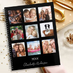 Agenda Monograma negro de collage de fotos familiares 202<br><div class="desc">Haz tu propio collage de fotos de familia como regalo para tu madre, esposa o para ti mismo. ¡Usa cuatro, nueve de tus fotos favoritas de tu familia, amigos, destino de viaje de ensueño o mascota! Personalice y agregue un nombre y un año. El nombre está escrito con una escritura...</div>