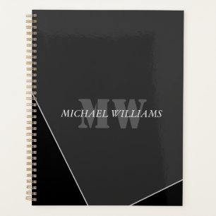 Agenda Monograma negro gris artístico moderno