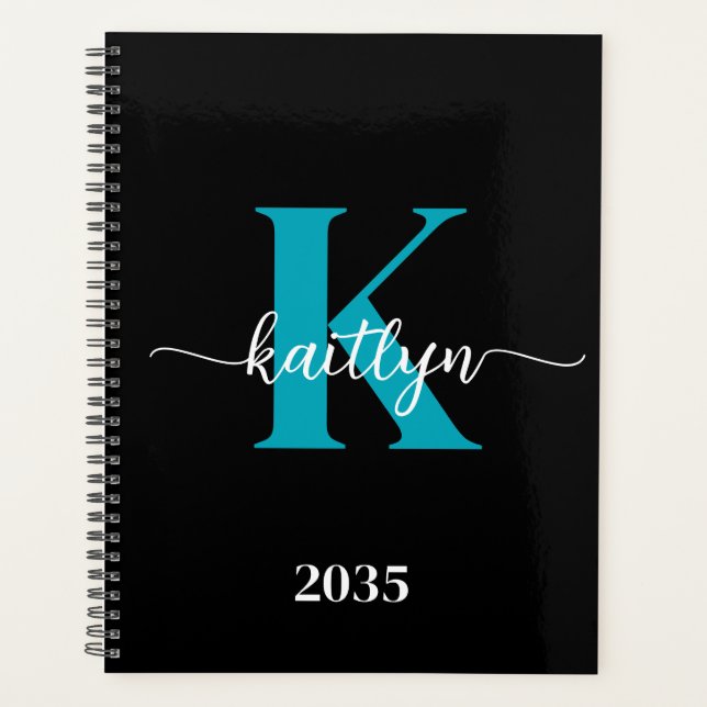 Agenda Monograma Negro Teal (Anverso)