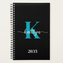 Agenda Monograma Negro Teal