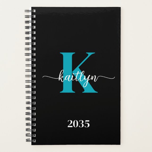 Agenda Monograma Negro Teal (Anverso)