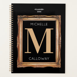 Agenda Monograma negro y oro de moda
