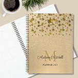 Agenda Monograma Nombre Oro Estrellas Purpurinas 2023<br><div class="desc">Este elegante planificador está decorado con estrellas doradas en tonos purpurinas dorados. Personalizable fácil con su nombre,  monograma y año.</div>