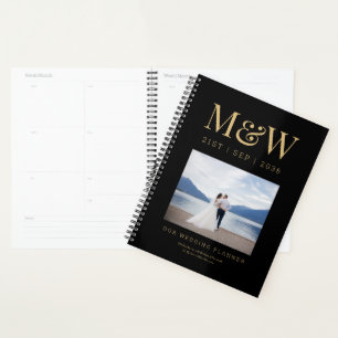Agenda Monograma Novia y Groom Foto Boda Negro