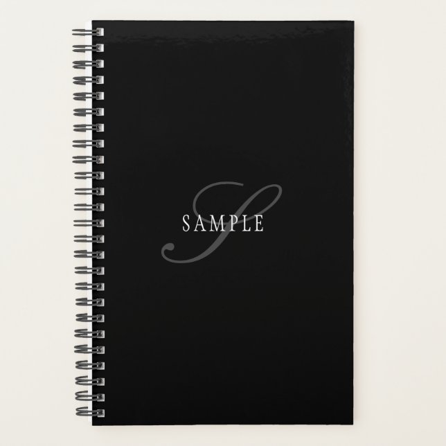 Agenda Monograma Personalizable elegante | Blanco gris ne (Anverso)