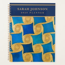 Agenda Monograma personalizado antiguo egipcio azul dorad