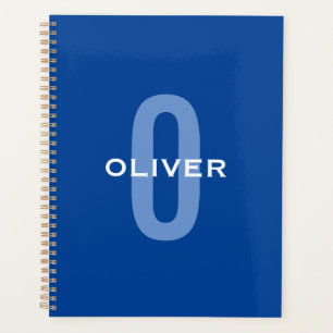 Agenda Monograma Personalizado Azul Blanco Nombre
