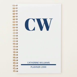 Agenda Monograma personalizado azul marino