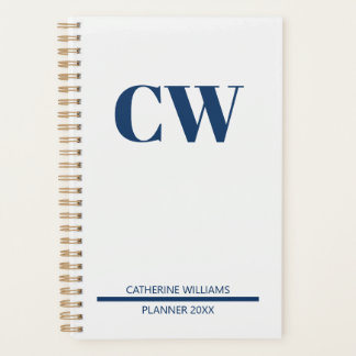 Agenda Monograma personalizado azul marino 