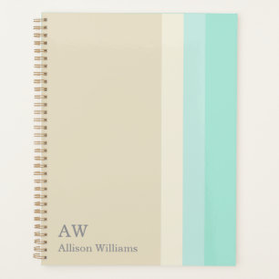 Agenda Monograma Personalizado Beige y Azul Acuático 