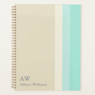 Agenda Monograma Personalizado Beige y Azul Acuático
