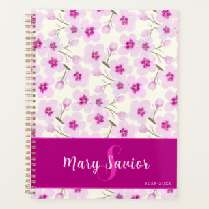 Agenda Monograma personalizado de flores de cerezo de col