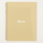 Agenda Monograma personalizado de nombre personalizado de<br><div class="desc">Personalizado nombre personalizado,  texto,  iniciales,  monograma o año lindo elegante Planner. Texto blanco personalizado sobre fondo de color sólido de color beige claro del camello.</div>