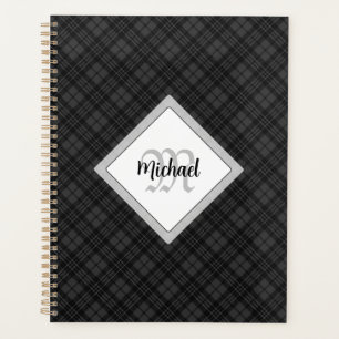 Agenda Monograma personalizado del blanco negro de moda