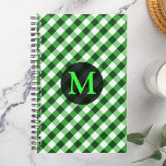 Agenda Monograma personalizado del patrón de Gingham verd<br><div class="desc">Personaliza este producto con la carta que elijas.</div>
