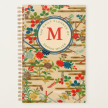 Monograma Personalizado Floral Japonés Vintage