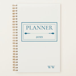 Agenda Monograma personalizado minimalista beige y azul m