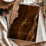 Agenda Monograma personalizado Mocha Brown Gold Agate 202<br><div class="desc">Este elegante planificador de 2025 presenta un diseño de agate de acuarela marrón mocha adornado con purpurina de imitación de oro. Personalízalo con las iniciales de monograma en la escritura de diseño de color dorado,  junto con el nombre y el año en el tipo de letra sans serif.</div>