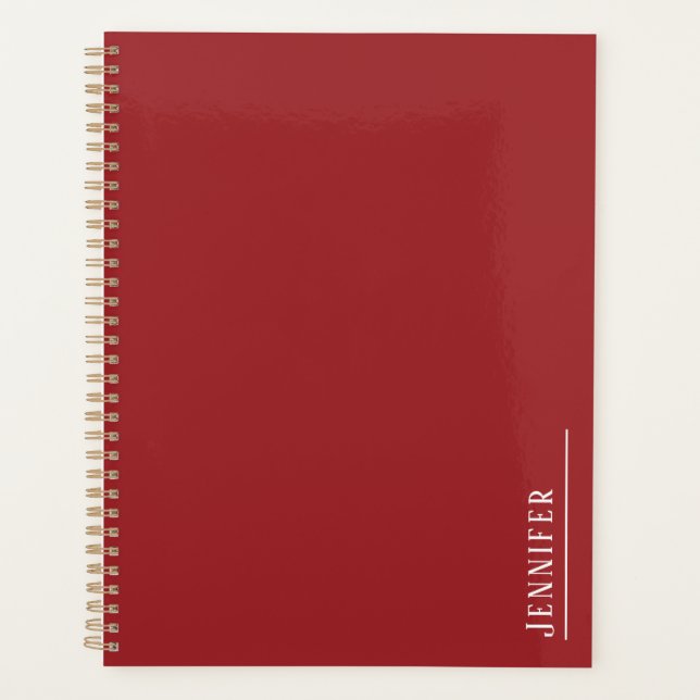 Agenda Monograma personalizado, moderno suciedad roja (Anverso)