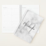 Agenda Monograma personalizado moderno y nombre mármol bl<br><div class="desc">Monograma personalizado y diseño de nombres con nombre personalizado en estilo de letra de escritura gris moderno con monograma en estilo de letra de escritura gris claro moderno como fondo de mármol blanco.

Perfecto como regalo y regalo de año nuevo para cualquier ocasión especial.</div>