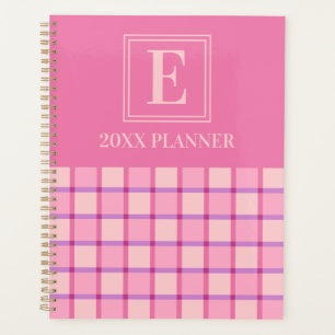 Agenda Monograma personalizado rosa púrpura de damero mod