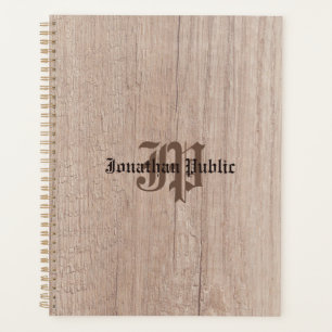 Agenda Monograma Placa de madera Plano Aspecto a Plantill