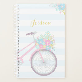Agenda Monograma Plano de Pastel de Bicicletas de Flores