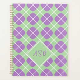 Agenda Monograma Preppy Pastel Púrpura Argel Verde
