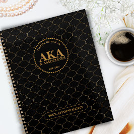 Agenda Monograma profesional Black Gold Trellis