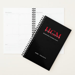 Agenda Monograma profesional de negocios Rojo negro