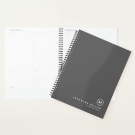 Agenda Monograma profesional Gris y Blanco Inicial