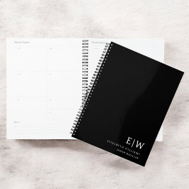 Agenda Monograma profesional negro y blanco inicial