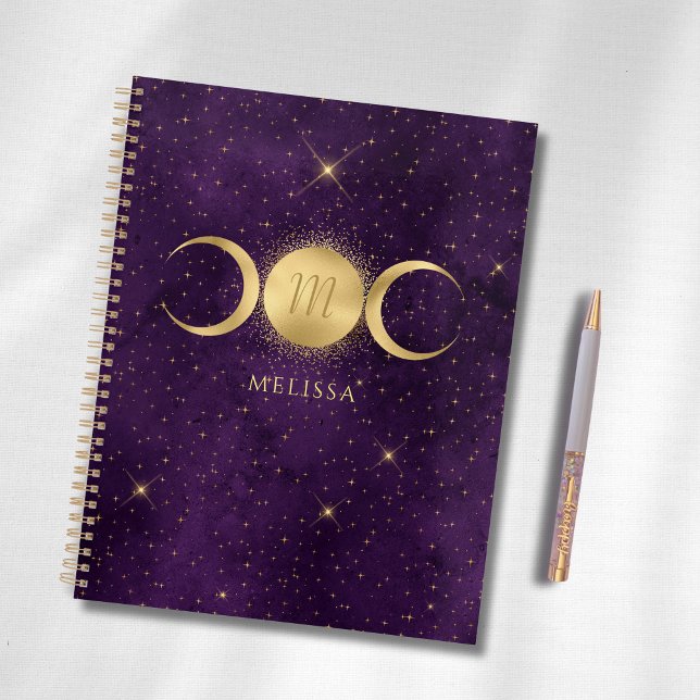 Agenda Monograma púrpura de la luna de oro celeste (Subido por el creador)
