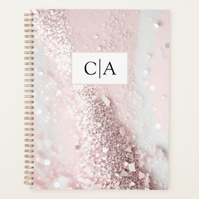 Agenda Monograma Purpurina moderno (Anverso)